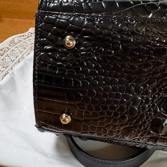 Brahmin Black Croc-Embossed Melbourne Priscilla Satchel - Picture 6 of 12